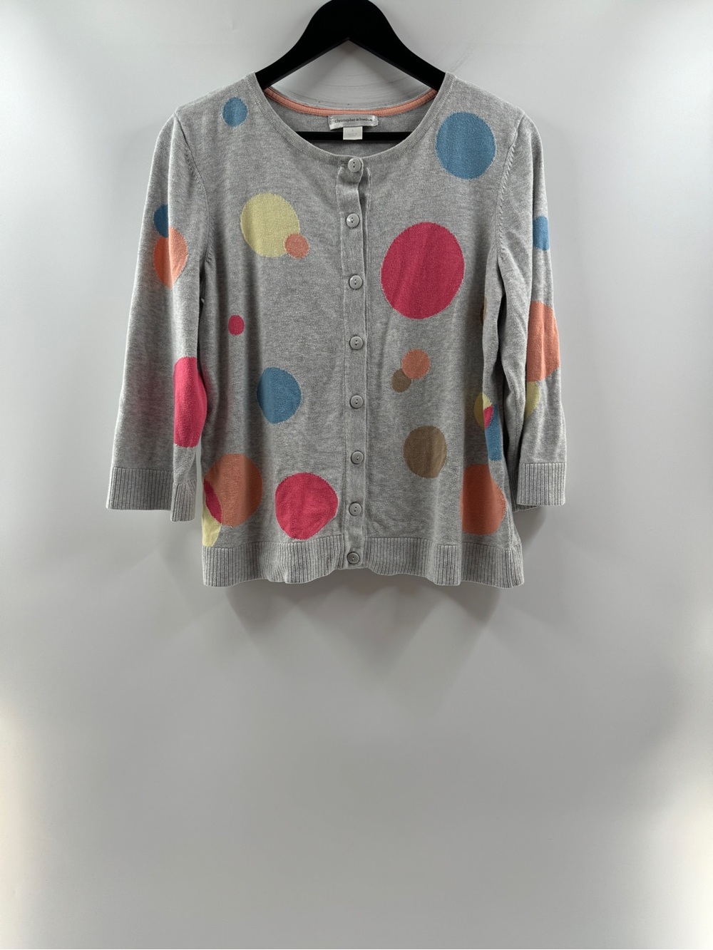 Christopher & Banks Grey Colorful Polka Dot Cardigan Sweater – Women’s Small